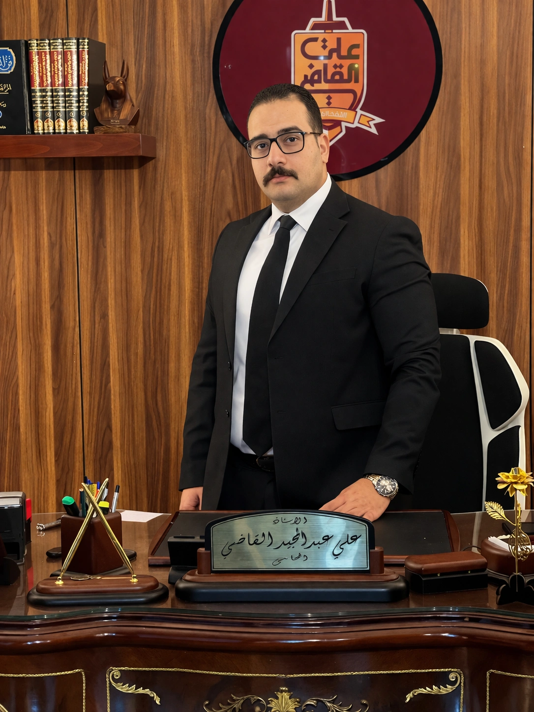 الأستاذ علي القاضي أثناء مناقشة قانونية